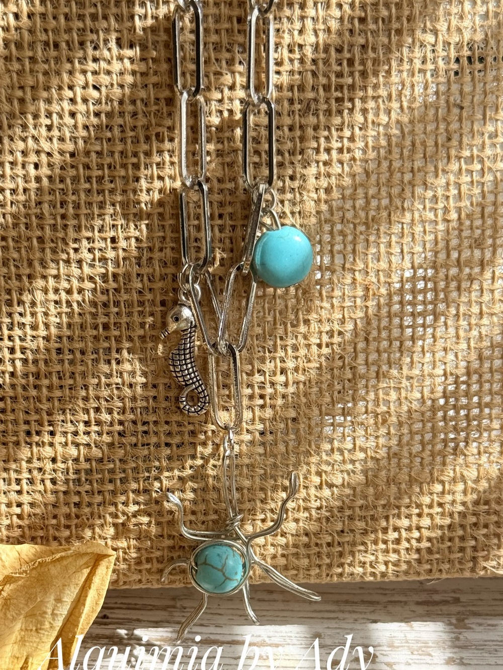 Summer sea walk charms turquoise necklace